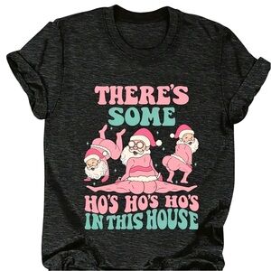 Women’s Funny Santa T-Shirt•Soft, Dark Heather Grey and NEW!